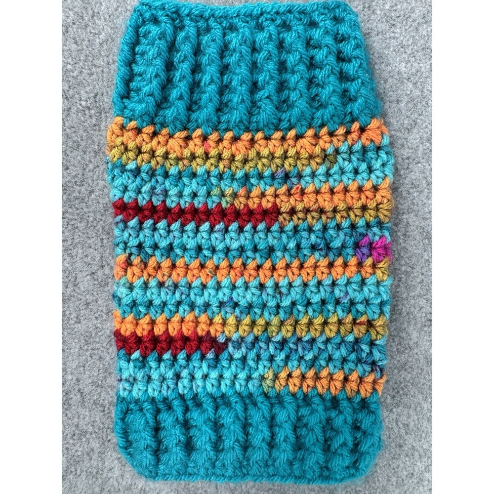Extra Small Dog Sweater Turquoise Variegated Crocheted Handmade